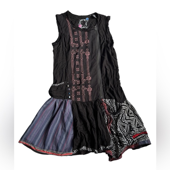 Desigual Dresses & Skirts - Desigual Black and Red Patchwork boho Dress